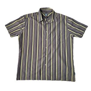 Kuhl Button Up Shirt Men's Size XL Short Sleeve Striped Green Gray Button Up